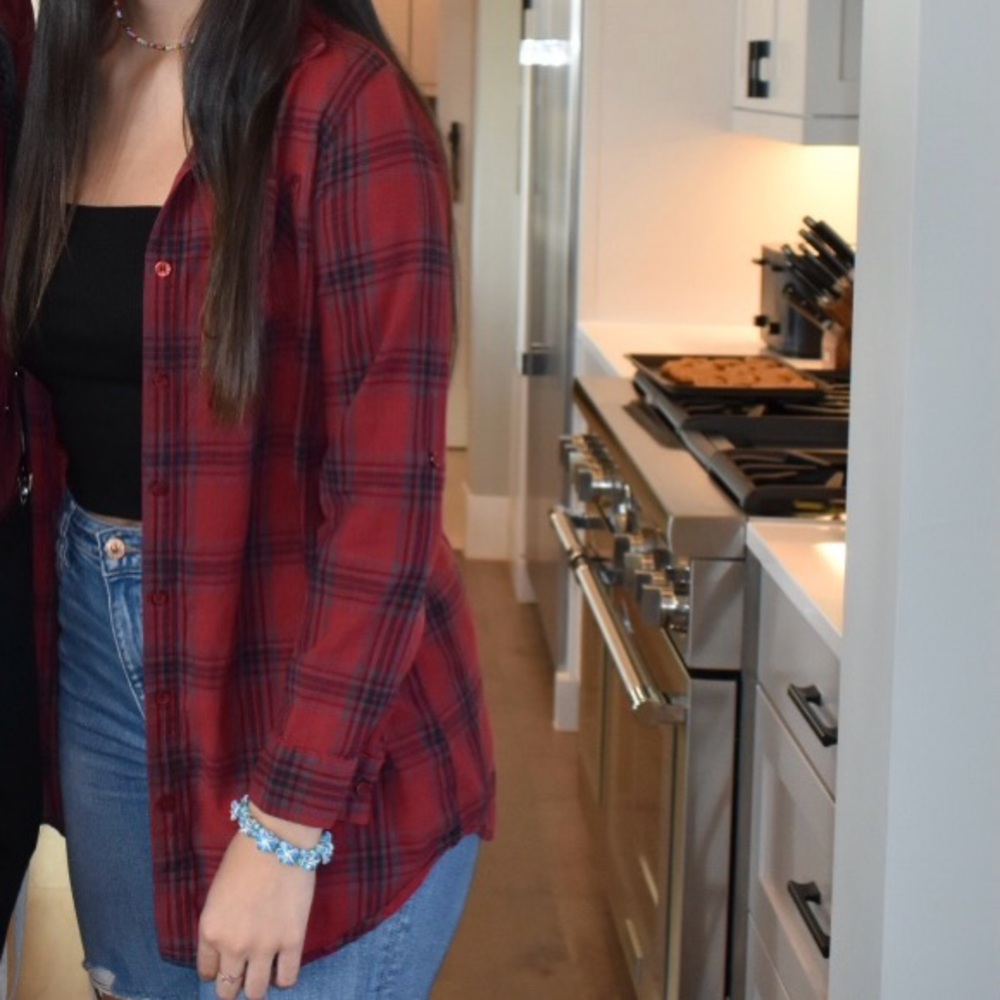 Abercrombie & Fitch Red and Black Flannel